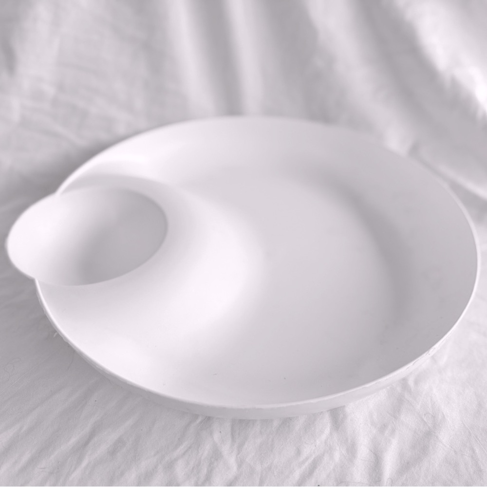 IKEA 12” White Plastic Round Chips & Dip Serving Plate Platter Dish